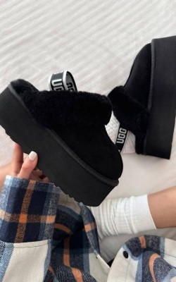 Funkette Peluş Terlik Siyah