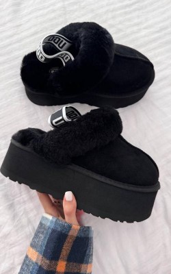 Funkette Peluş Terlik Siyah